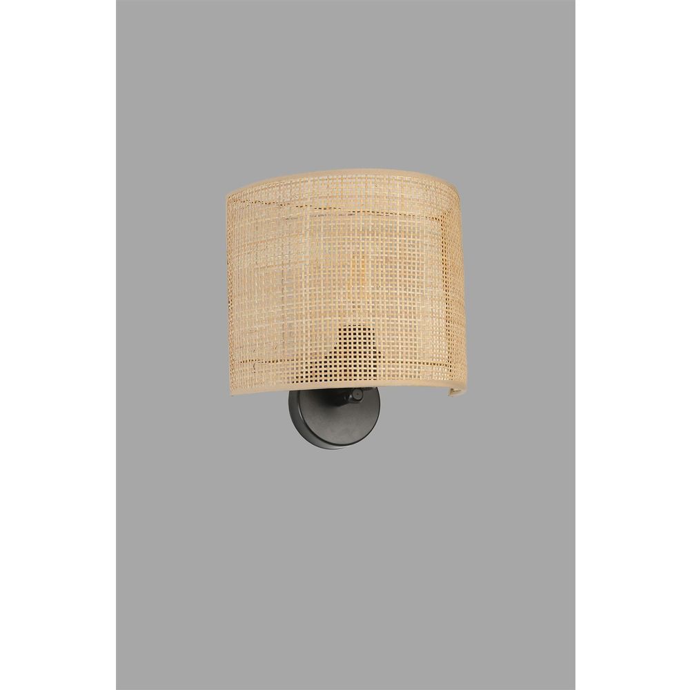 Örgülü Rattan Abajurlu Oval Aplik - Bež/Black Wall Lamp slika 3