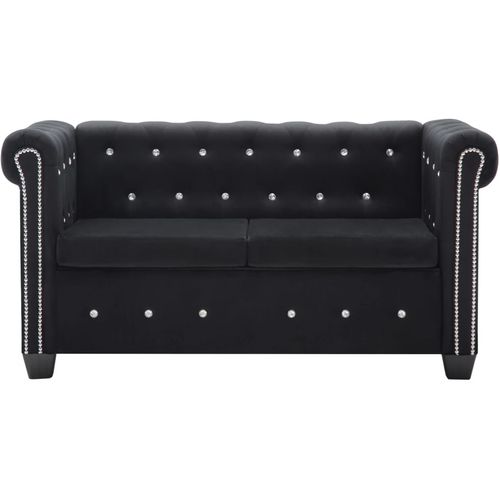 Chesterfield sofa za dvoje s baršunastom presvlakom 146 x 75 x 72 cm crna slika 20