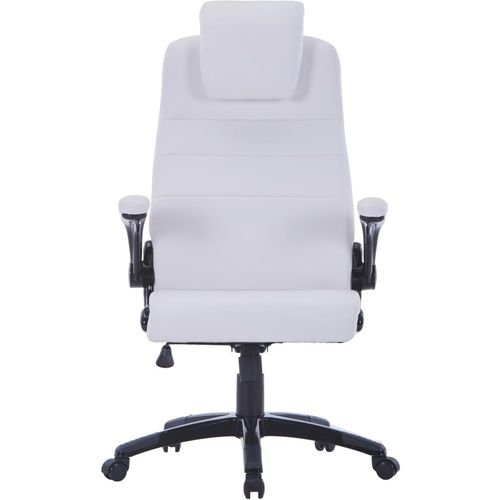 Podesiva uredska okretna stolica od umjetne kože bijela slika 16