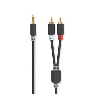 Kabel NEDIS audio stereo, 3.5 mm (M), 2x RCA (M), 3 m , crni