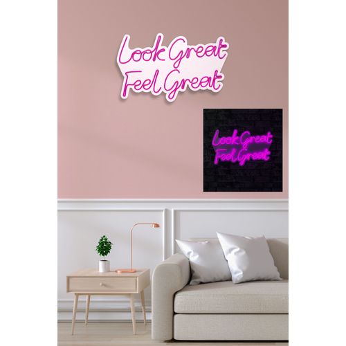 Wallity Ukrasna plastična LED rasvjeta, Look Great Feel Great - Pink slika 3
