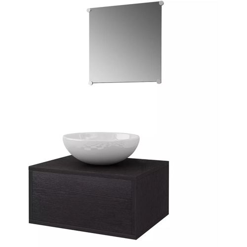 4-dijelni set kupaonskog namještaja s umivaonikom i slavinom crni slika 34