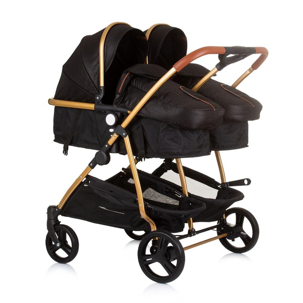 Chipolino Kolica za blizance Duo Smart Kbds02401Og, Obsidian/Gold slika 3