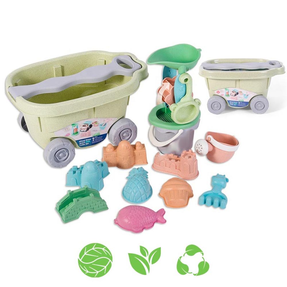 Woopie green set pijeska s kolicima 13 kom. biorazgradiv organski materijal slika 1