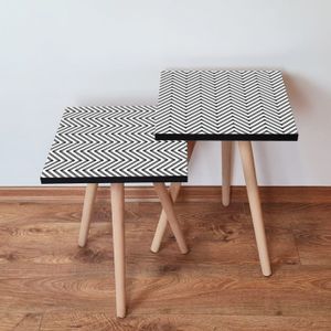 Nesting stolovi 2Shp234 - (2 komada) - boje: bijela, crna