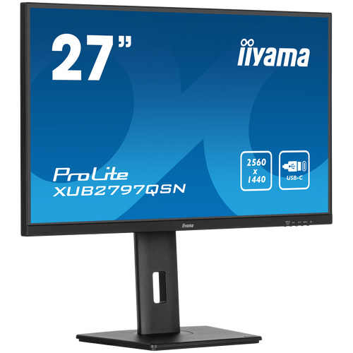 IIYAMA LED XUB2797QSN-B1 Monitor 27" IPS 2560 x 1440 @100Hz 250 cd/m² 1300:1 1ms HDMI DP 4xUSB Hub, USB-C 65W RJ45 height, swivel, tilt, pivot (rotation both sides) slika 2