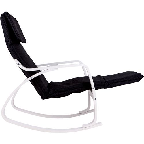 Stolica za ljuljanje s osloncom za noge crno - bijela slika 2