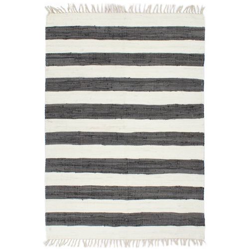 Ručno tkani tepih Chindi od pamuka 120 x 170 cm antracit-bijeli slika 17