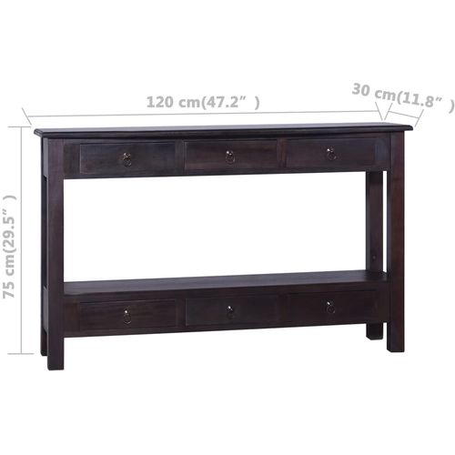 Konzolni stol boja crne kave 120x30x75 cm od drva mahagonija slika 14