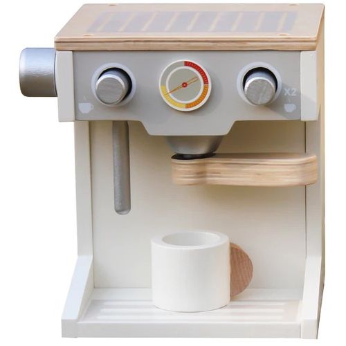 Kinder Home Dečija Drvena Espreso Mašina Za Kafu Sa Šoljicom Belo-Siva slika 4