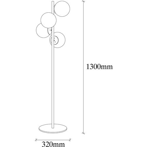 Opviq Podna lampa FAZE 115, crna, metal- staklo, 32 x 32 cm, visina 130 cm, promjer kugle 15 cm, duljina kabla 200 cm, 4 X E27 40 W, Faze-NT-115-1 slika 6