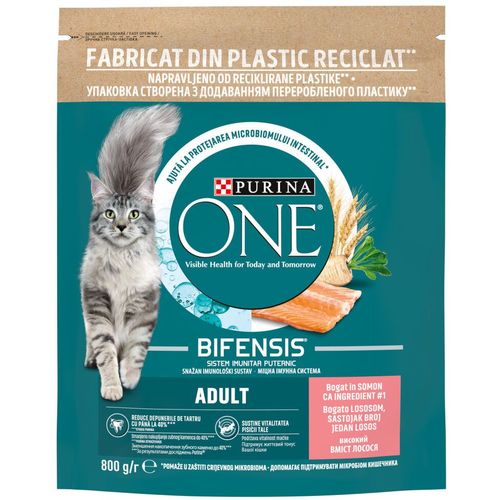 PURINA ONE® Hrana za mačke bogata lososom Adult 800g slika 1