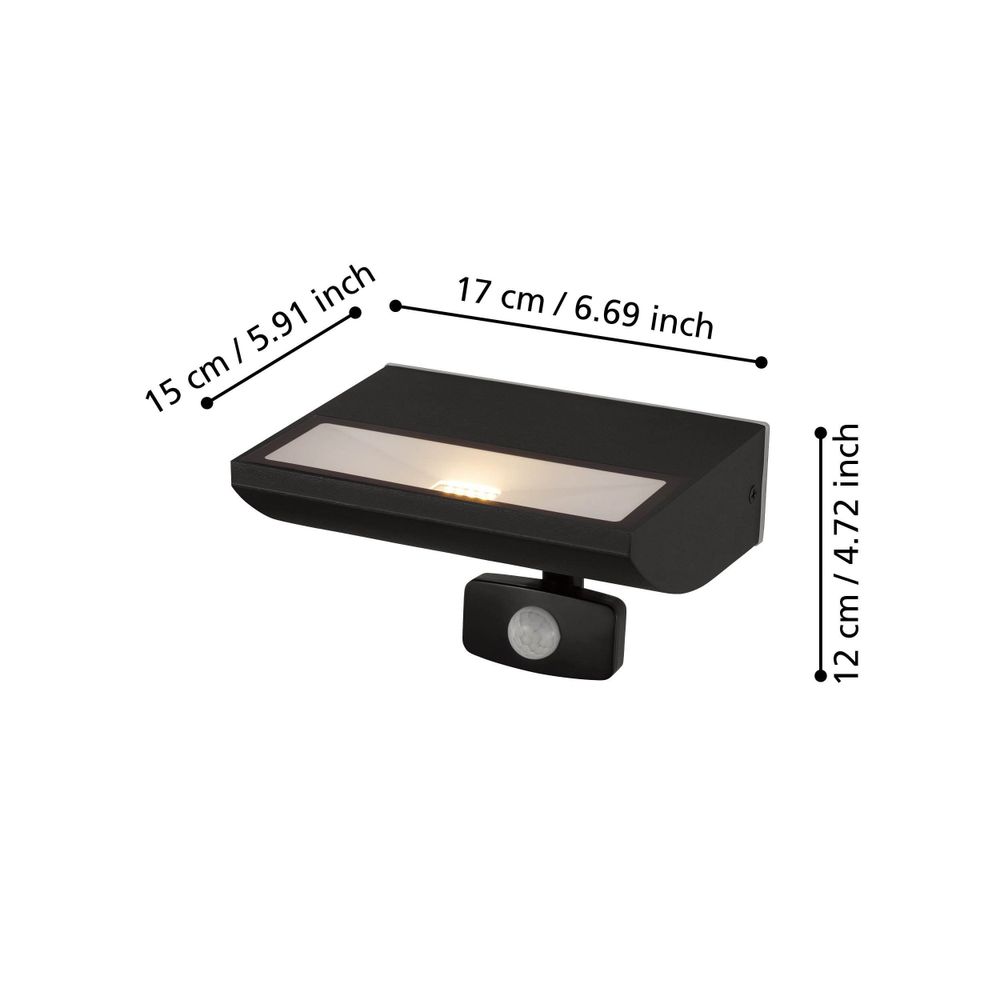 Eglo zidna rasvjeta sorronaro led 10,5w 3000k 1000lm crno/prozirno v:120mm slika 6