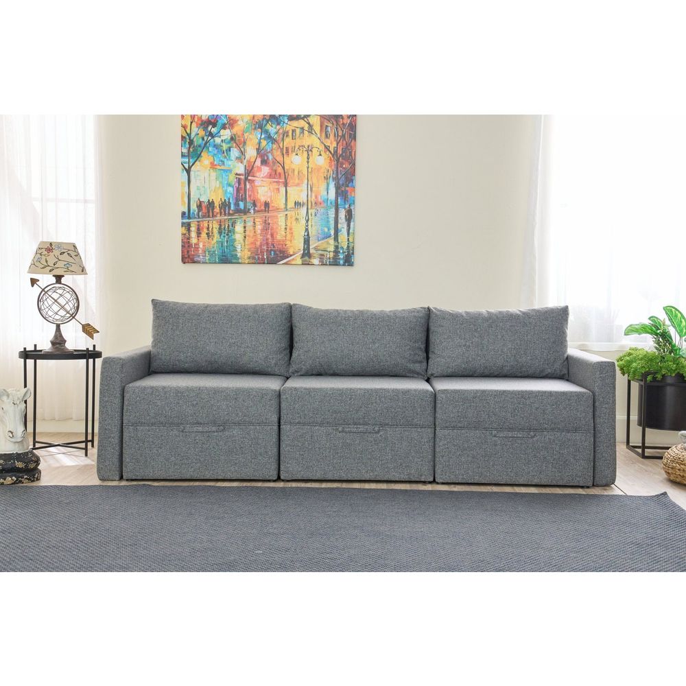 Sofa na razvlačenje Saros - Sivi 3-sjedalni slika 2