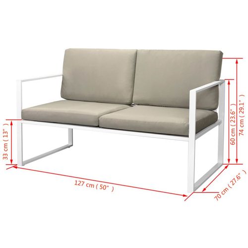 4-Dijelna vrtna garnitura od čelika s jastucima bijela slika 18