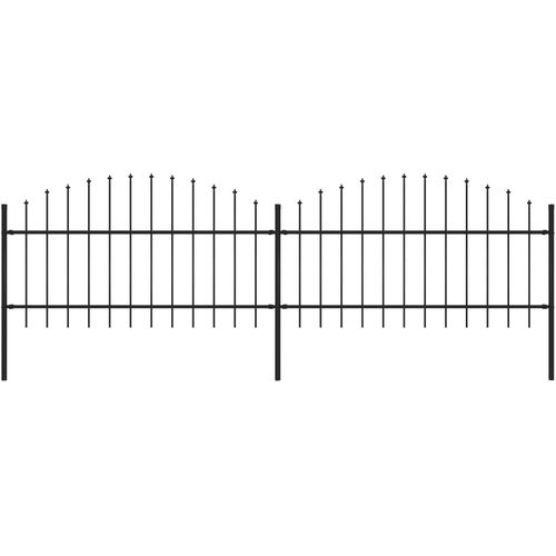 Vrtna ograda s ukrasnim kopljima (1-1,25) x 3,4 m čelična crna slika 10