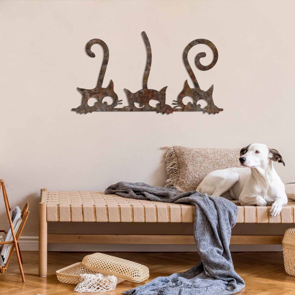 Decorative metal wall accessory Rusty Cats 1, colour: antiquation slika 3