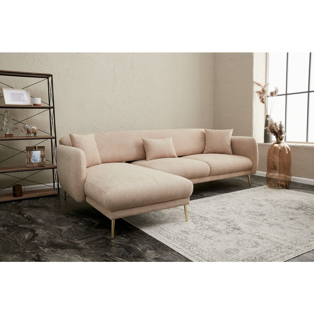 Simena Lijevi - Bež Zlato Kutna Sofa na Razvlačenje slika 2
