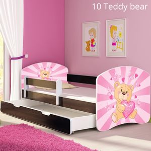 Dječji krevet ACMA s motivom, bočna wenge + ladica 180x80 cm 10-pink-teddy-bear