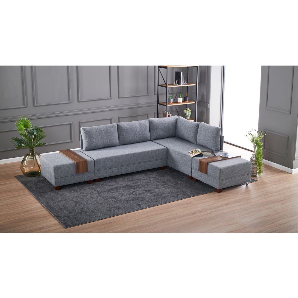Ugaona Sofa na Razvlačenje Fly - Desni Kut, Siva slika 2