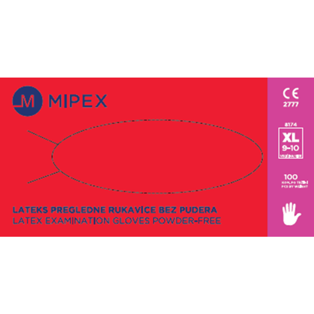 Mipex lateks rukavice bez pudera X-Large 100kom slika 1
