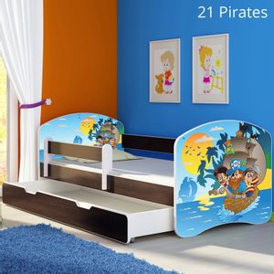 Dječji krevet ACMA s motivom, bočna wenge + ladica 160x80 cm 21-pirates