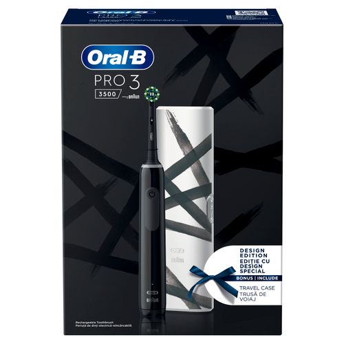 Oral-B Pro 3 Black 3500 + TC design edition, Električna četkica za zube slika 3