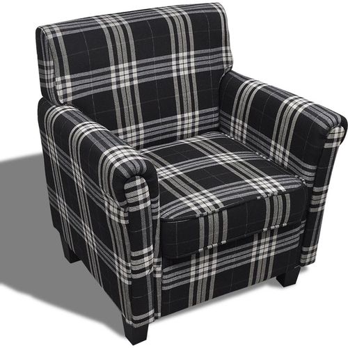 Sofa fotelja od tkanine s jastukom crna slika 8