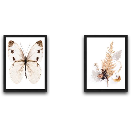 Wallity Uokvirena slika (2 komada), Beige Butterfly Set slika 2