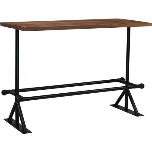 Barski stol od masivnog obnovljenog drva 150x70x107 cm tamno smeđi slika 32