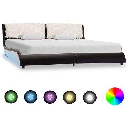Okvir za krevet od umjetne kože LED crno-bijeli 160 x 200 cm slika 10