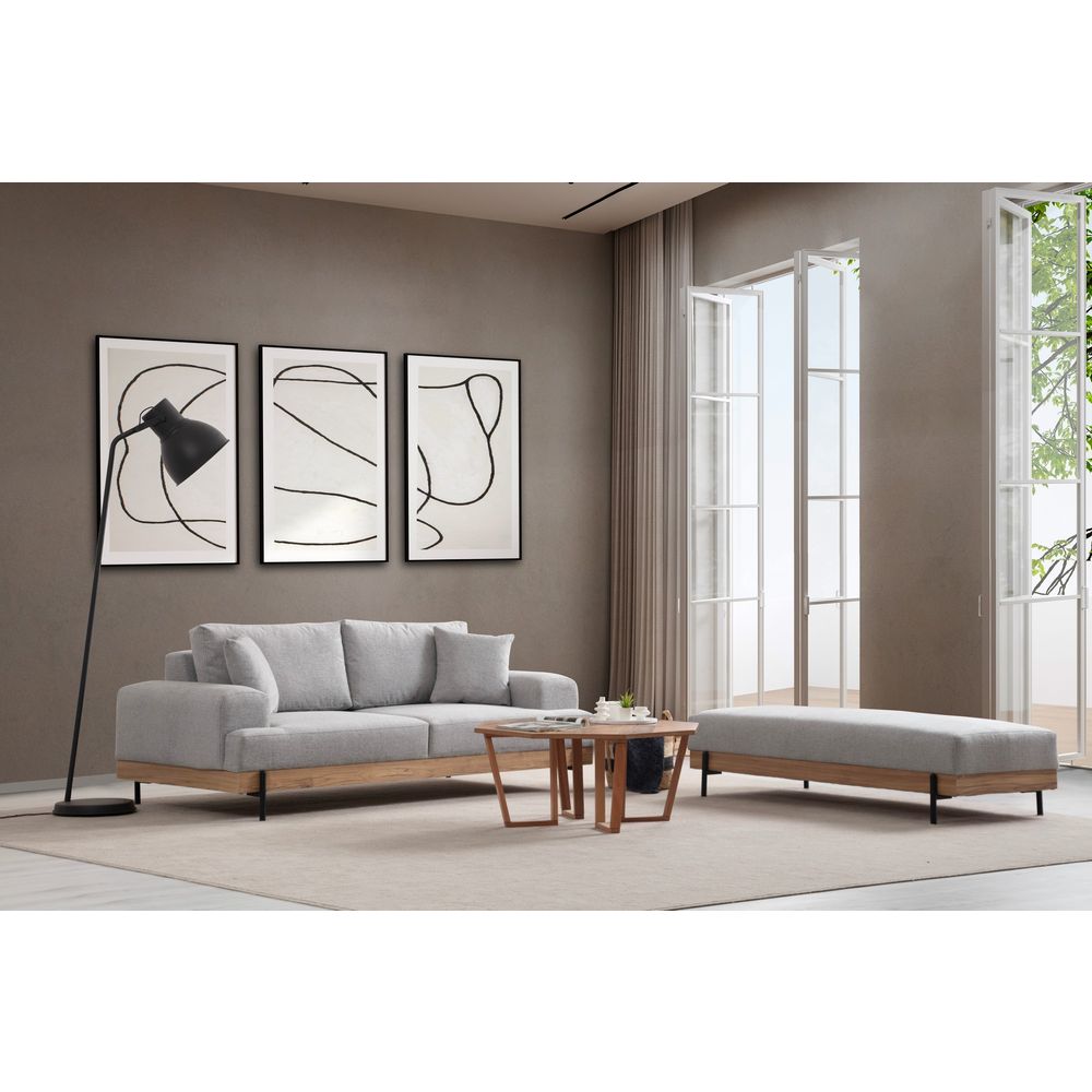 Eti Oak Pouffe - Sivi Pouf slika 3