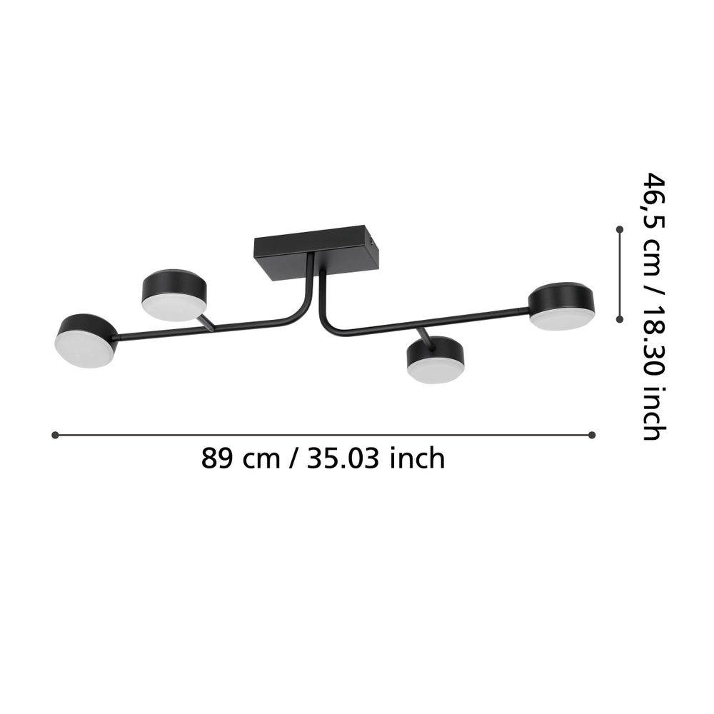 Eglo stropna lampa CLAVELLINA, LED, 4x6,8W, crno/bijela slika 4