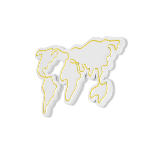 Wallity Ukrasna plastična LED rasvjeta, World Map - Yellow slika 5