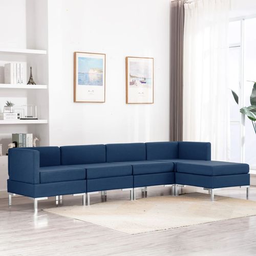 5-dijelni set sofa od tkanine plavi slika 9