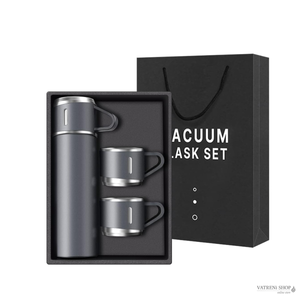 Termosica s čašama 400 ml - siva inox termosica za kavu, čaj i putovanja