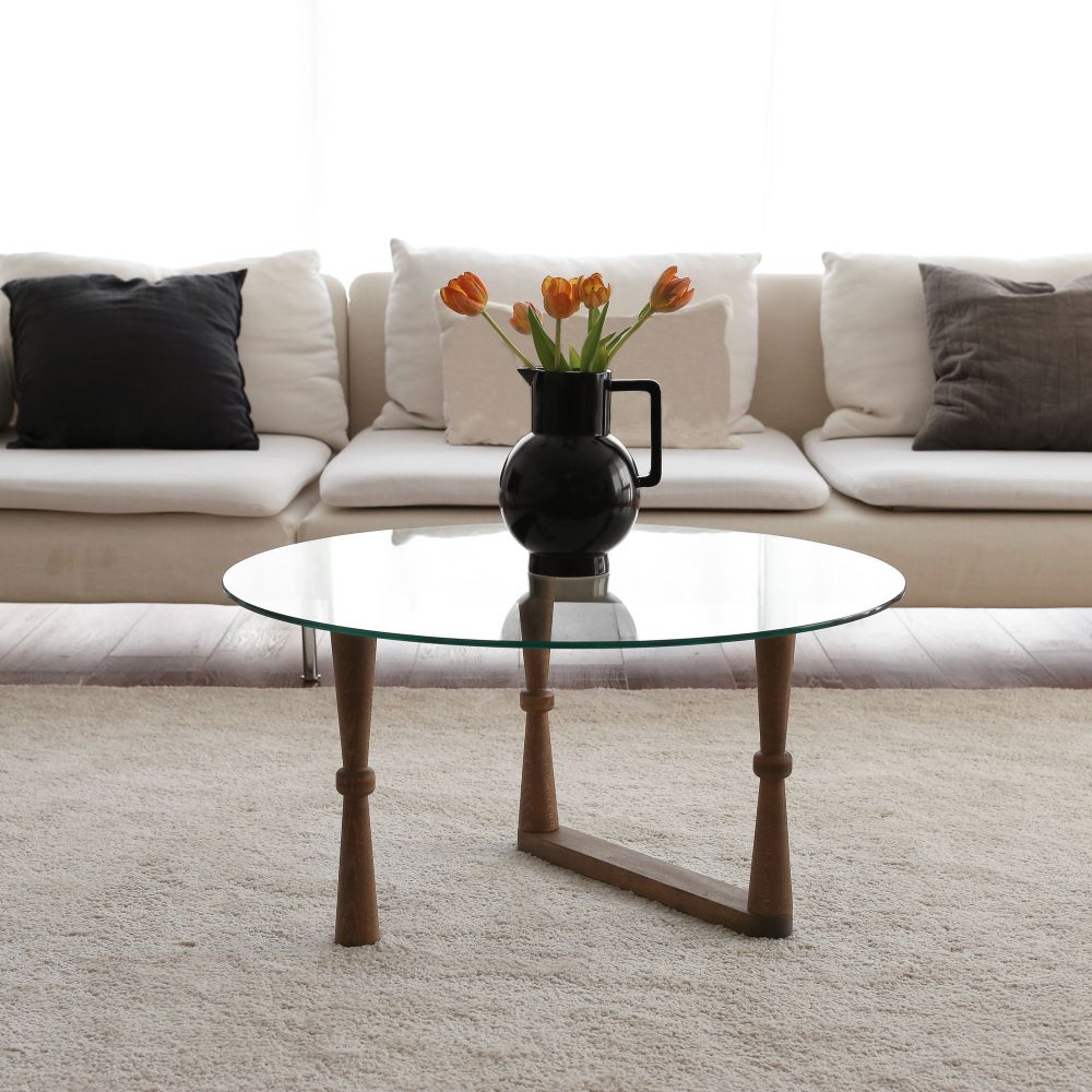 Yuvarlak Cam Orta Sehpa S301 Walnut Coffee Table slika 2