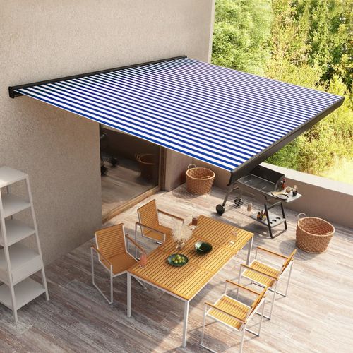 Motorizirana kazetna tenda 350 x 250 cm plavo-bijela slika 45