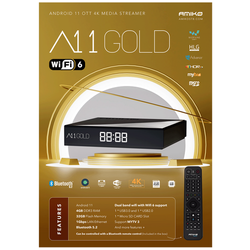 Amiko Prijenik IPTV, Android OS, 4/32 GB, 4K, WiFi - A11 GOLD slika 4