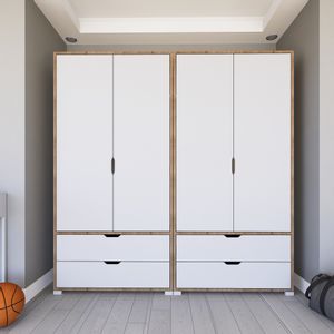 Nisan 1600-021 Light Walnut
White Wardrobe