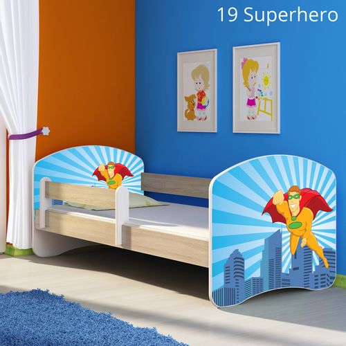 Dječji krevet ACMA s motivom, bočna sonoma 180x80 cm 19-superhero slika 1
