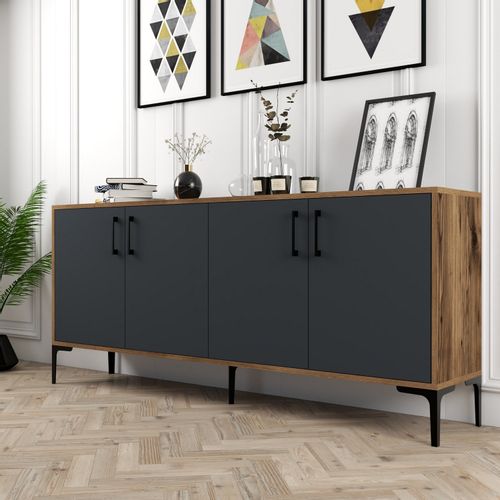 Woody Fashion Komoda, Kiev - Walnut, Anthracite slika 3