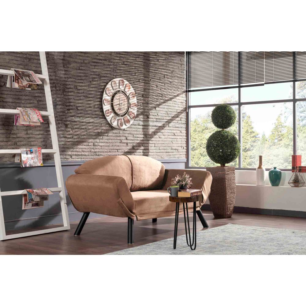 Genzo - Svijetlosmeđi Dvosjedni Sofa-Krevet slika 1