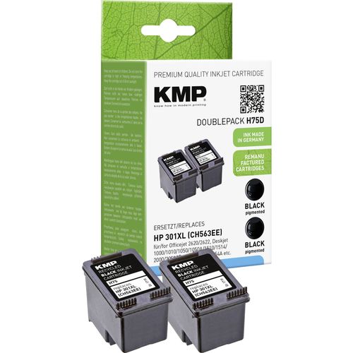 KMP tinta zamijenjen HP 301XL kompatibilan 2-dijelno pakiranje crn H75D 1719,4021 slika 2