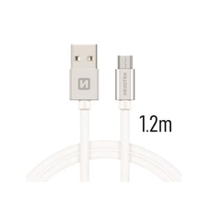 SWISSTEN kabel USB/microUSB, platneni, 3A, 1.2m, srebrni