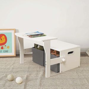 Kinder Home Multifunkcionalna 2U1 drvena dječija klupa, Bijela/Siva
