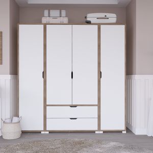 Nisan 1600-024 Light Walnut
White Wardrobe