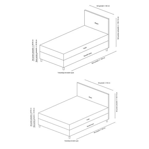 Motya 90 x 190 - Anthracite Anthracite Single Bed Base & Headboard slika 4