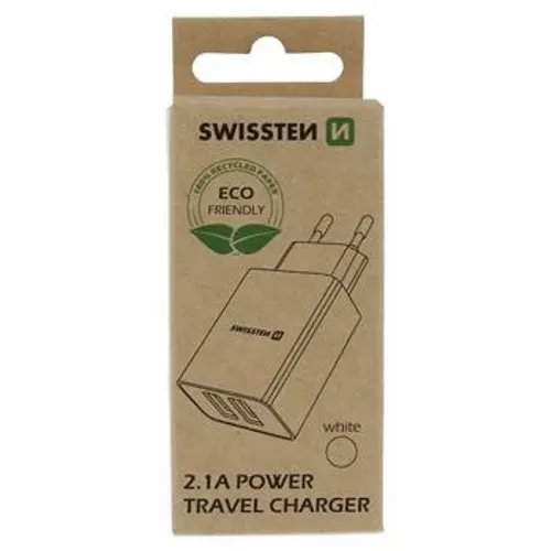 Swissten punjač Eco Pack 2x USB 2,1A bela slika 2