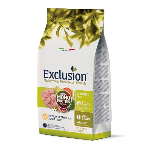 Exclusion Mediterraneo Monoprotein Formula Adult Medium, potpuna hrana za pse srednjih pasmina, piletina, 3 kg slika 1